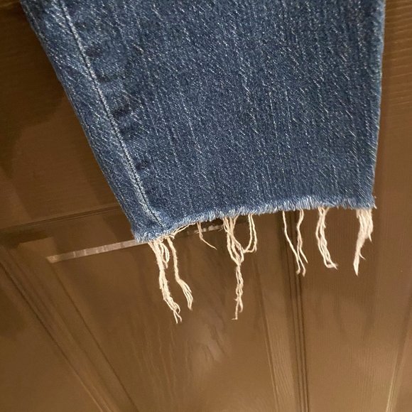 Levi's 501 Tapered Cropped Button-Fly Blue Jeans - Picture 8 of 12